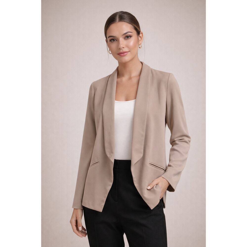 Lulus Blush Pink Open Front Draped Blazer Jacket Neutral Size M